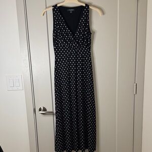 Ralph Lauren Black and White Polka Dot Midi Dress